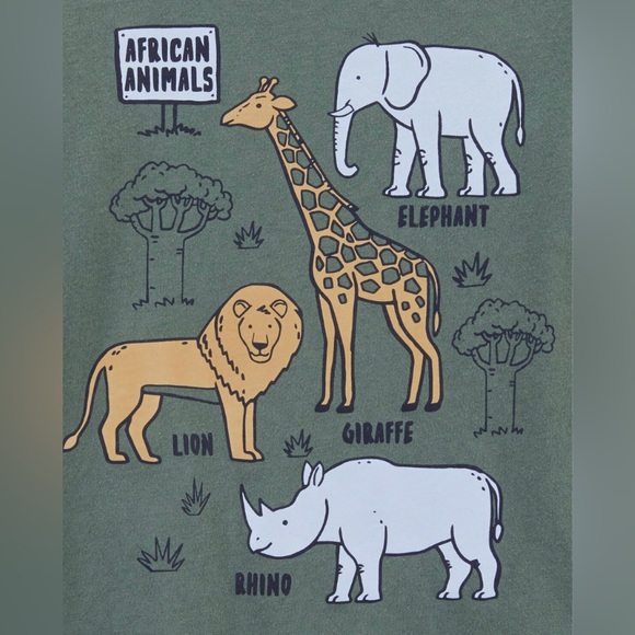 Carter’s Toddler Safari Animals Graphic Long Sleeve Tee - Green - 2T - Picture 2 of 4